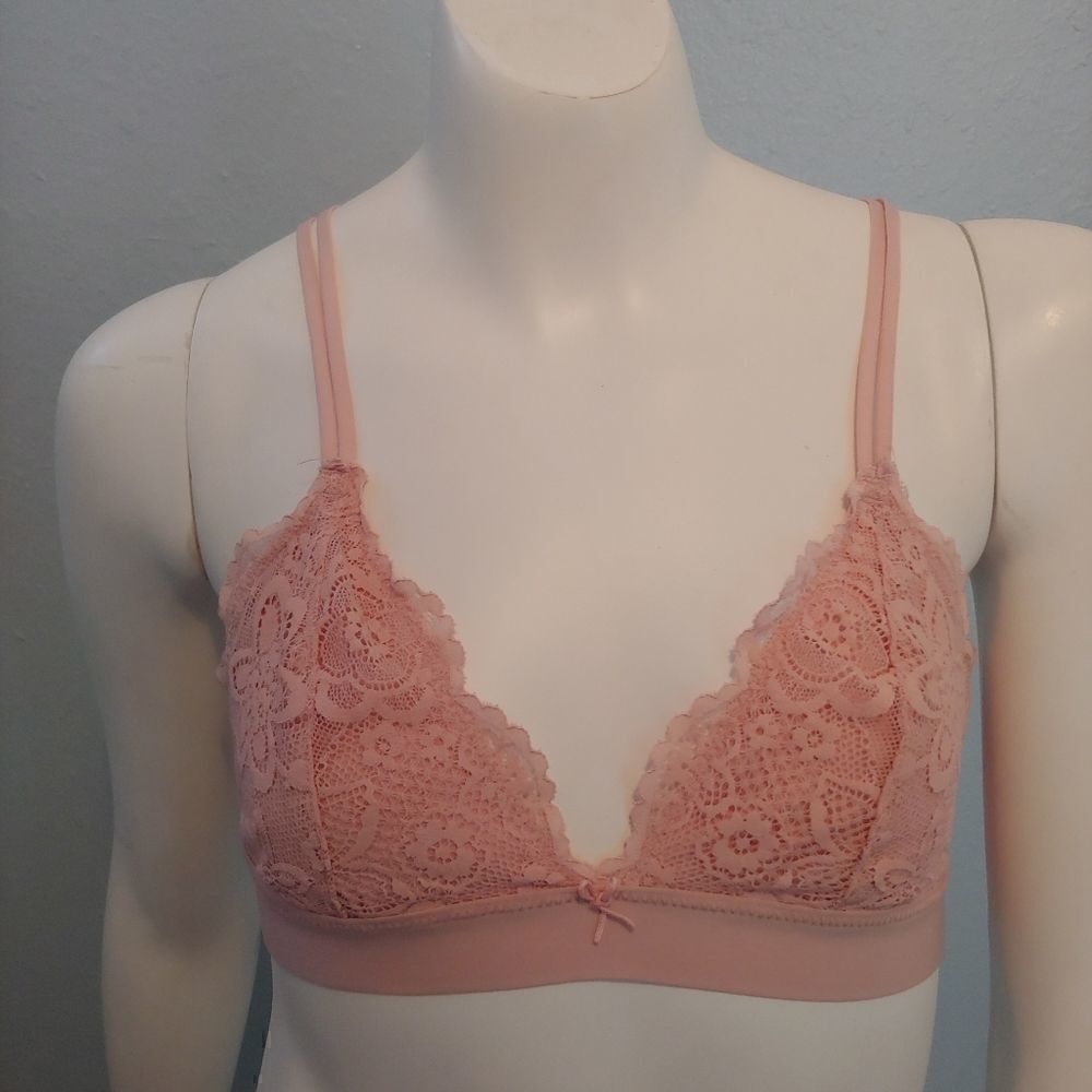 Aerie Womens Lace Strappy Bralette Pink Size S